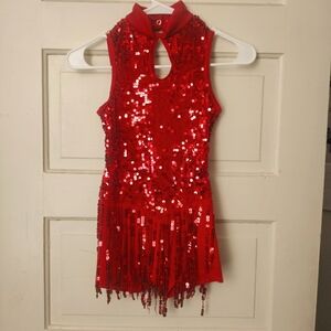 Weissman red sequence tap/jazz girls dance dress/costume.